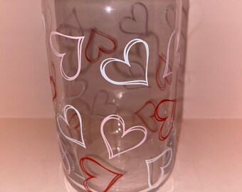 Vaso de vidrio de lata de cerveza, vasos de vidrio, corazones, regalos de San Valentín, regalos de galentines, regalos de amor