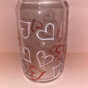 Beer can glass cup, Glass cups, hearts, valentines gifts, galentines gifts, love gifts