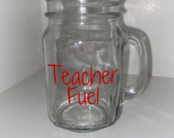 Vaso Mason Jar con asa: regalo para profesores (16 oz)