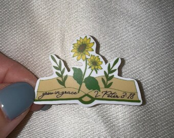 Pegatinas de Crecer en la gracia, pegatinas espirituales, pegatinas de libros, pegatinas