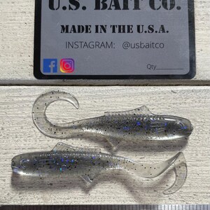 2.5” curl tail swimming minnow color smoke disco lot of 40 baits