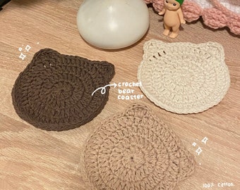 crochet bear coaster (set of 3)