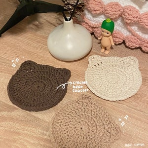 crochet bear coaster (set of 3)