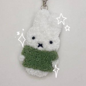 fluffy punch needle miffy bunny keychain / bag charm
