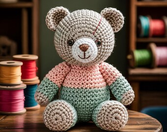 Cute Teddy Bear Crochet Pattern, crochet pattern, teddy bear pattern, crochet gift, handmade toy, stuffed animals, crochet dolls Pdf print