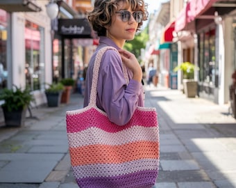 Chic Crochet Bag Pattern, DIY Crochet Tote Bag Pattern, Trendy Crochet Bag Pattern, Easy Crochet Bag Pattern, Instant Download, Pdf print
