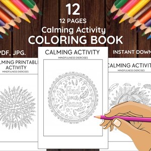 Mindfulness Calming Activity Coloring Book, Home Coloring Activity, Kids Coloring Pages, Adults Coloring Pages, Preschool Kids activity Book
