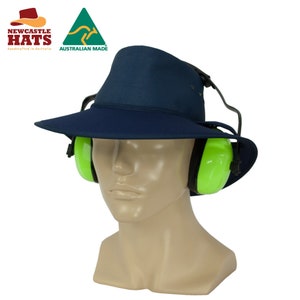 Australian Made Earmuff Breeze Wide Brim Hat by Newcastle Hats - Hearing Protection