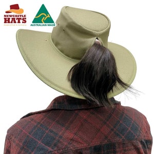 Australian Made Wide Brim Nullarbor Ponytail Hat by Newcastle Hats