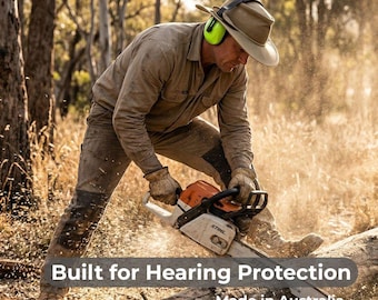 Australian Made Earmuff Hat Standard | UPF50+ Wide Brim Work Hat | PPE Compatible Sun Hat