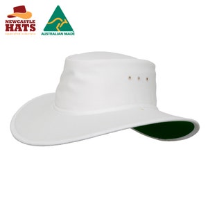 Australian Made Nullarbor Wide Brim Hat | UPF50+ Cotton Sun Hat | Durable Packable Outdoor Hat White/Green