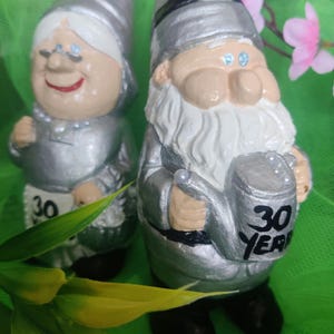 30th wedding anniversary garden gnomes, Pearl Wedding Anniversary Garden Gnome ,handmade and Personalised , Quirky Gift