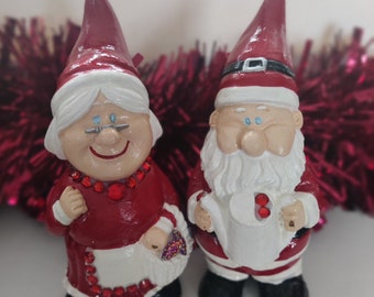 Mr & Mrs Father Christmas , Handmade  Garden Gnomes, Personalised, Quirky Gift