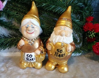 50th Wedding Anniversary,Golden Wedding Anniversary, Handmade , personalised Garden Gnomes,Quirky Gift