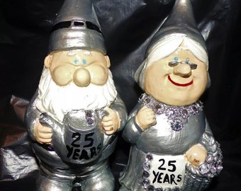 25th wedding anniversary Handmade garden gnome , Personalised , Quirky Gift