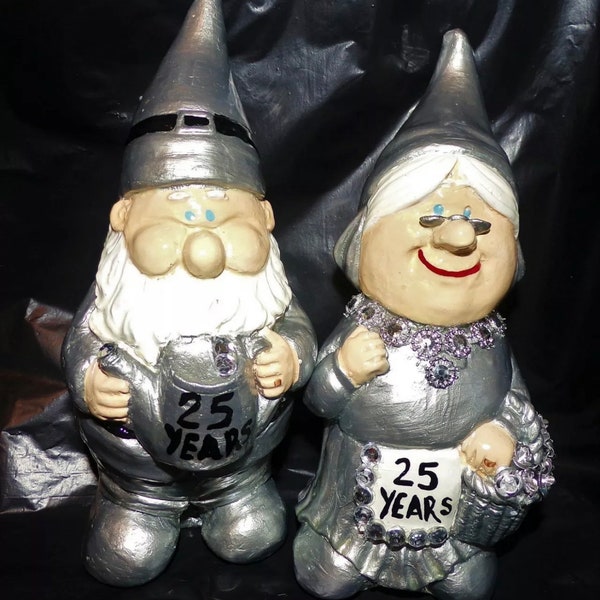 25th wedding anniversary Handmade garden gnome , Personalised , Quirky Gift