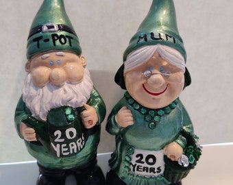 20th Wedding Anniversary Handmade  Garden Gnomes quirky gift, Personalised