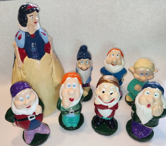 Snow White & 7 Dwarfs Garden Gnomes all Handmade and Painted Etsy Israel