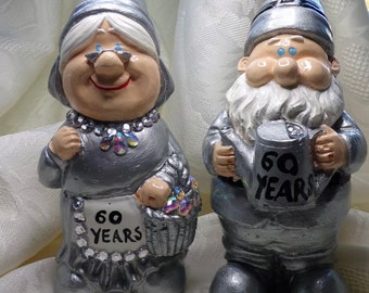 60th Wedding Anniversary garden  Gnomes, Handmade , personalized Quirky gift