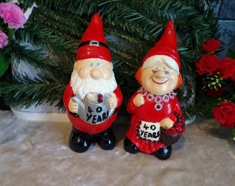 40th Wedding Anniversary Handmade Garden  Gnome,Ruby Wedding gift,  Personalised ,Quirky Gift