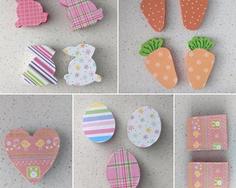 Easter magnet decor - Easter bunnies, easter eggs, spring colors, carrots, easy simple decor