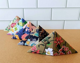 5 handfolded origami corner bookmarks. Floral print bookmarks. Bookworm gift.Bookish gift. Teacher gift. Bookclub gift. Bibliophile. BookTok