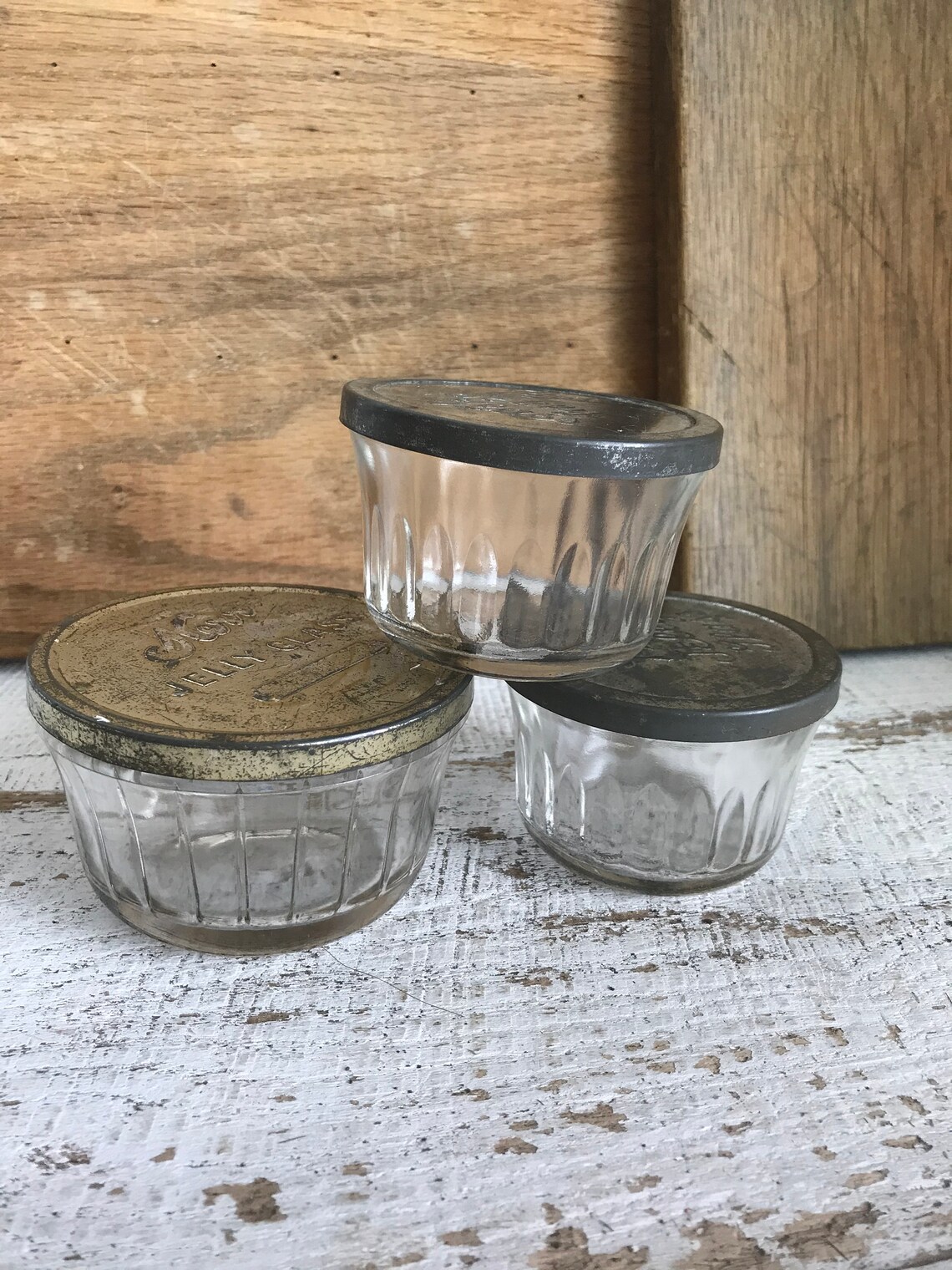 3 Vintage Ball Kerr Jelly Glass Jars and Lids Etsy