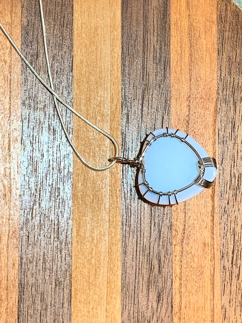 Opalite Heart Wire Wrapped Necklace NCK-0241
