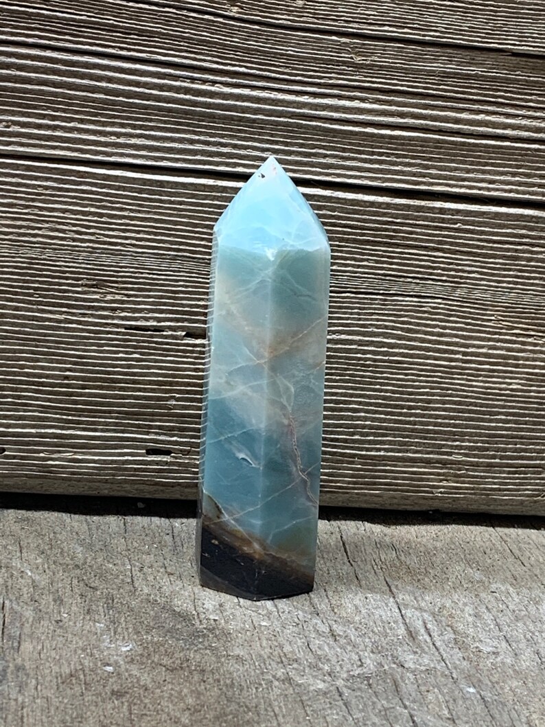 Approx. 3 58 long Grid BIN-0716 Polished Natural for Home Decor Natural Amazonite Obelisk Beautiful, One Crystal