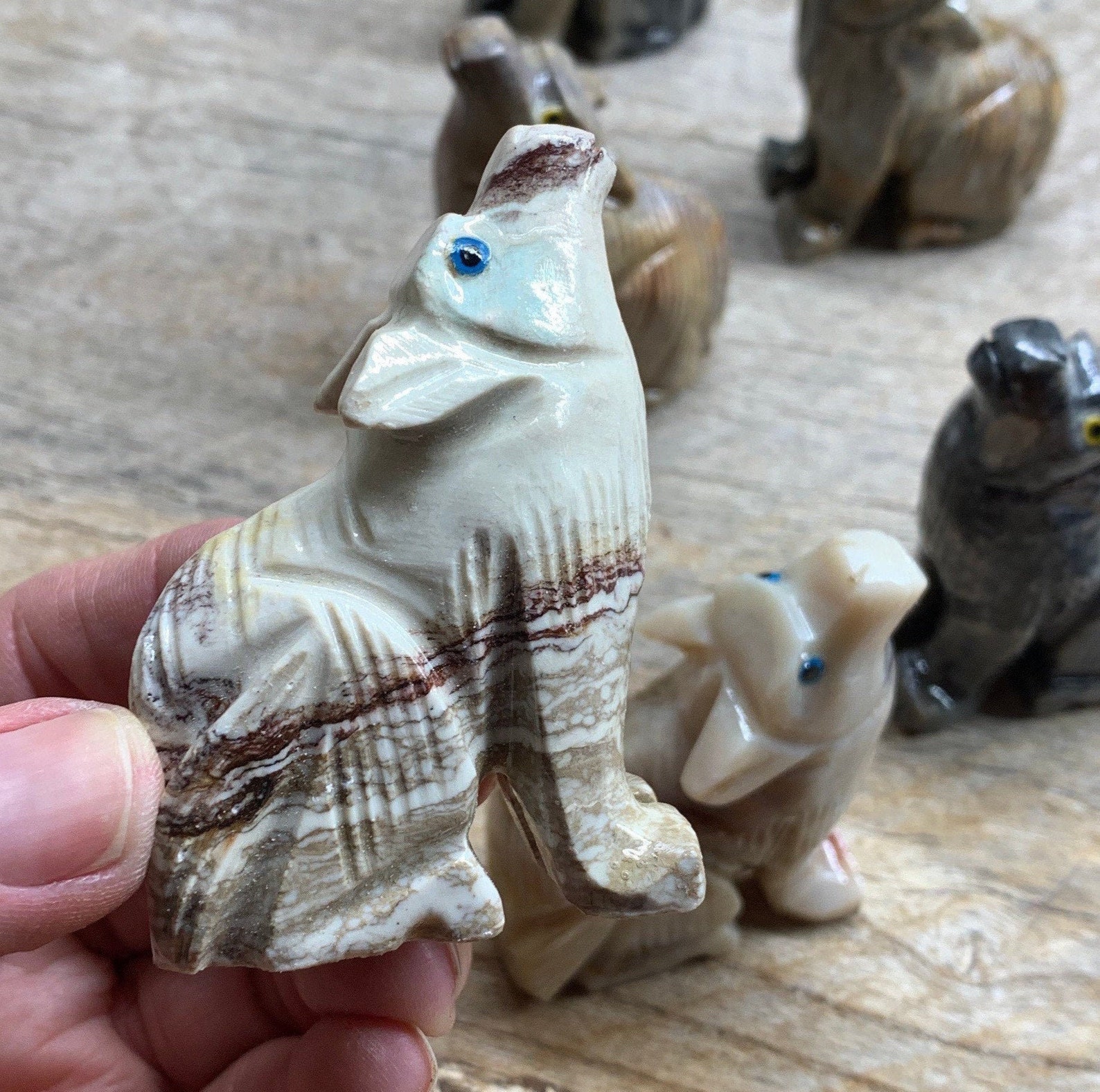 Seated Wolf Carved Soapstone Animal FIG0133 Approx. 3 Etsy