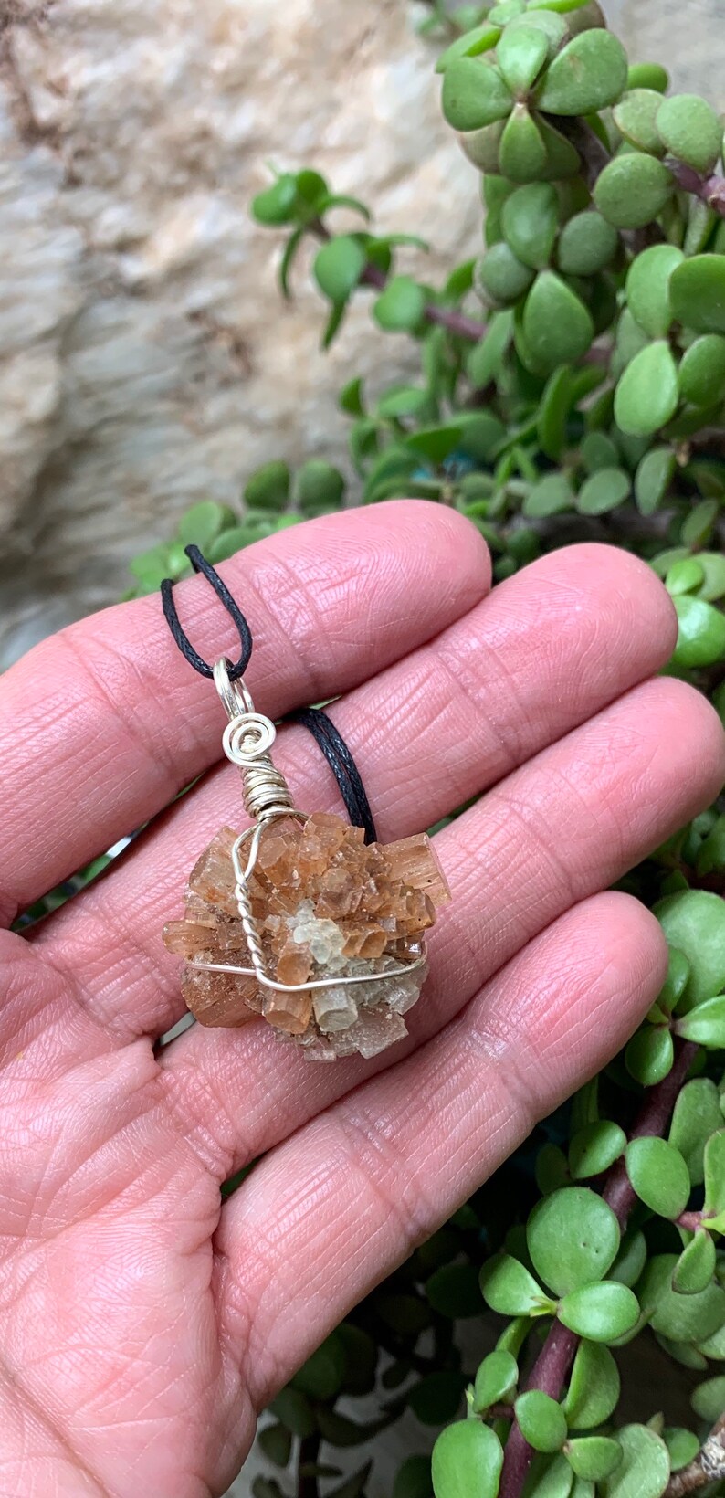Aragonite Necklace Wire Wrapped Hand Made Beautiful Abundance NCK-0328