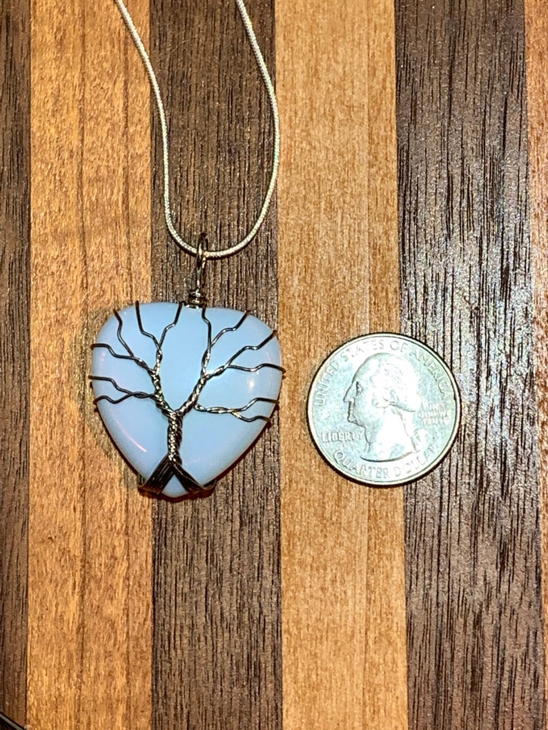 Opalite Heart Wire Wrapped Necklace NCK-0241