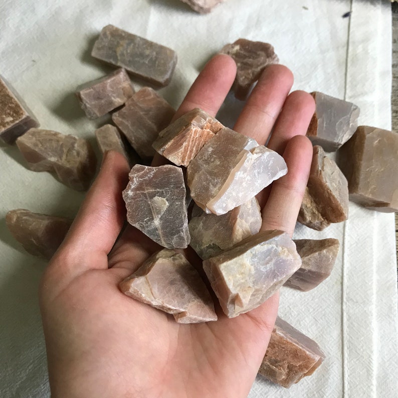 Peach Stones Approx 1 12 Supply for Crystal Grid or Crafts BIN-0227 Raw Peach Moonstone One Crystal