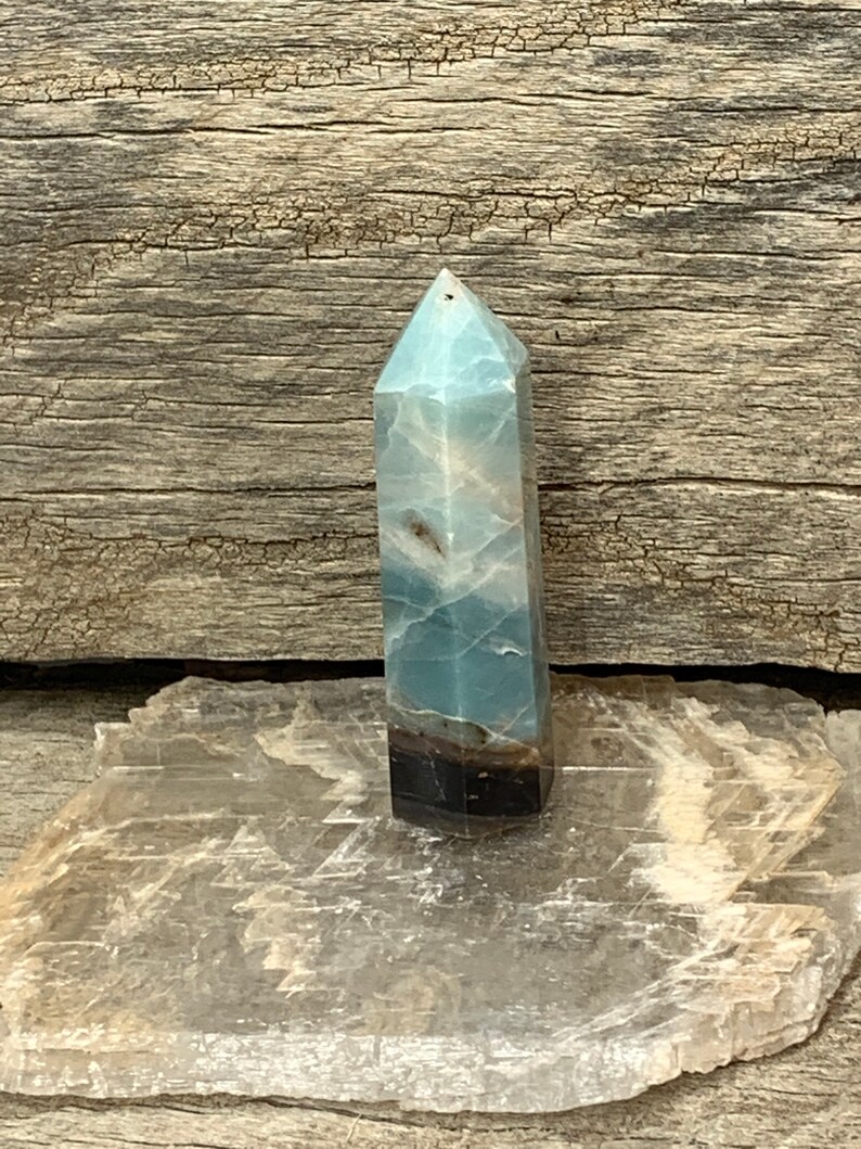 Approx. 3 58 long Grid BIN-0716 Polished Natural for Home Decor Natural Amazonite Obelisk Beautiful, One Crystal