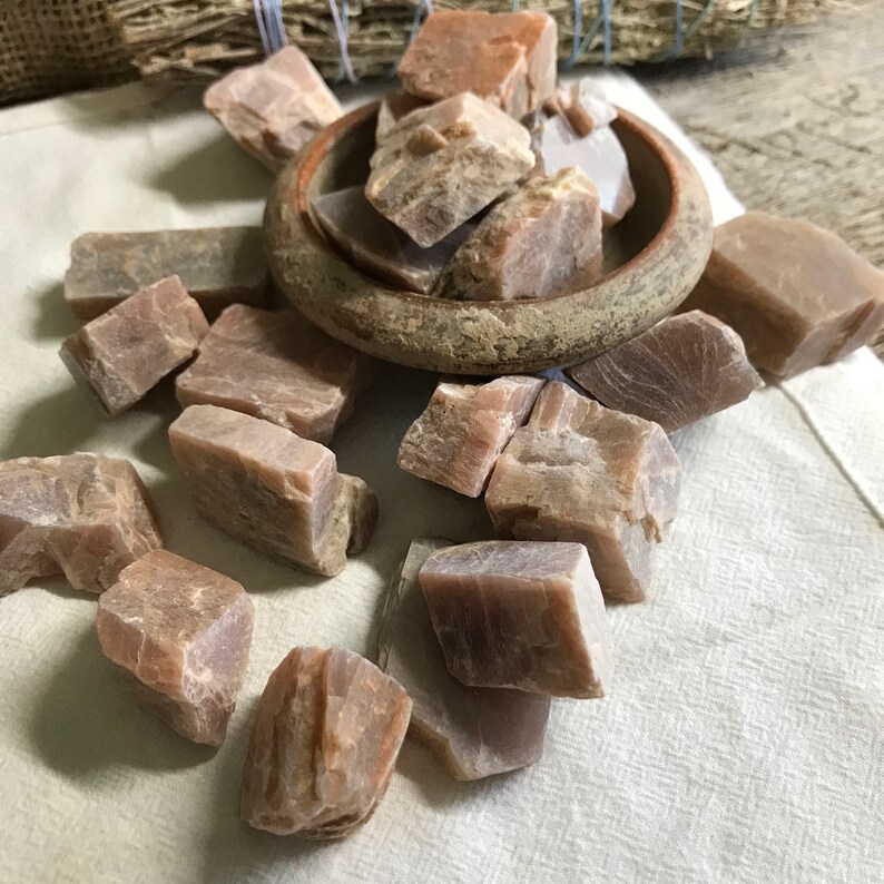 Peach Stones Approx 1 12 Supply for Crystal Grid or Crafts BIN-0227 Raw Peach Moonstone One Crystal