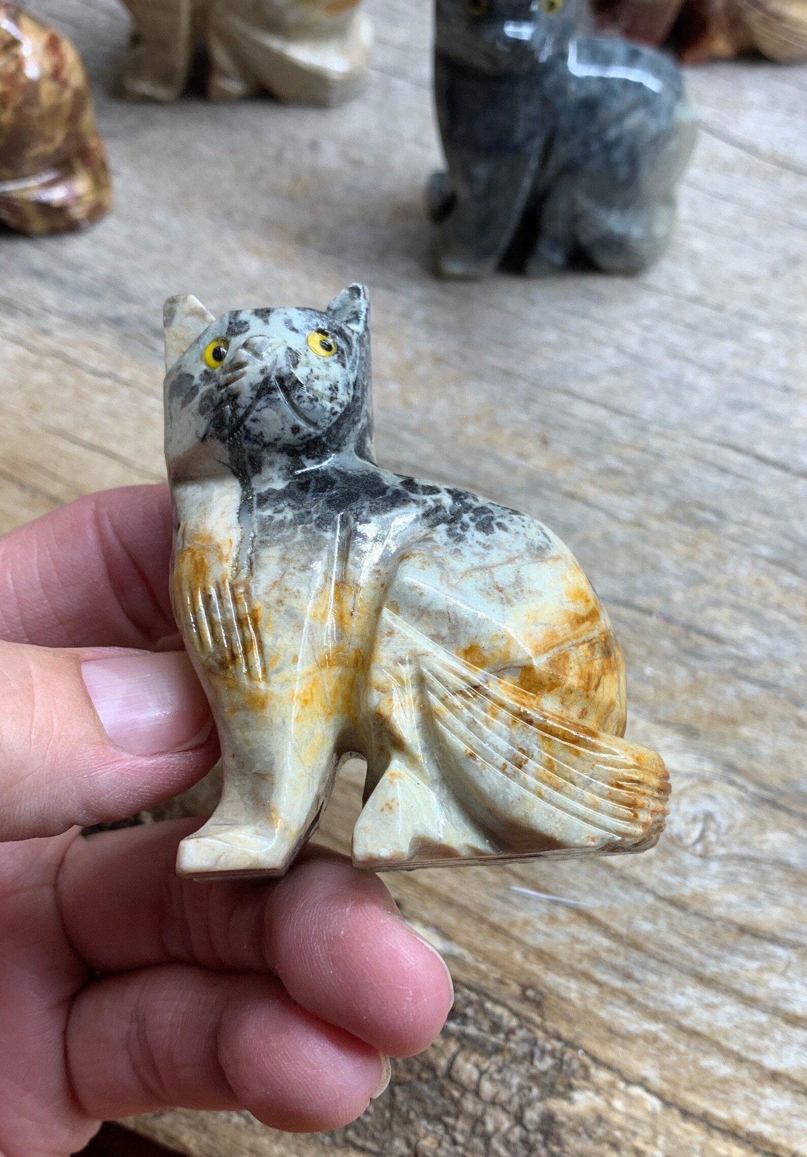 Seated Cat Carved Soapstone Animal FIG0540 Approx. 3 1/4 Etsy