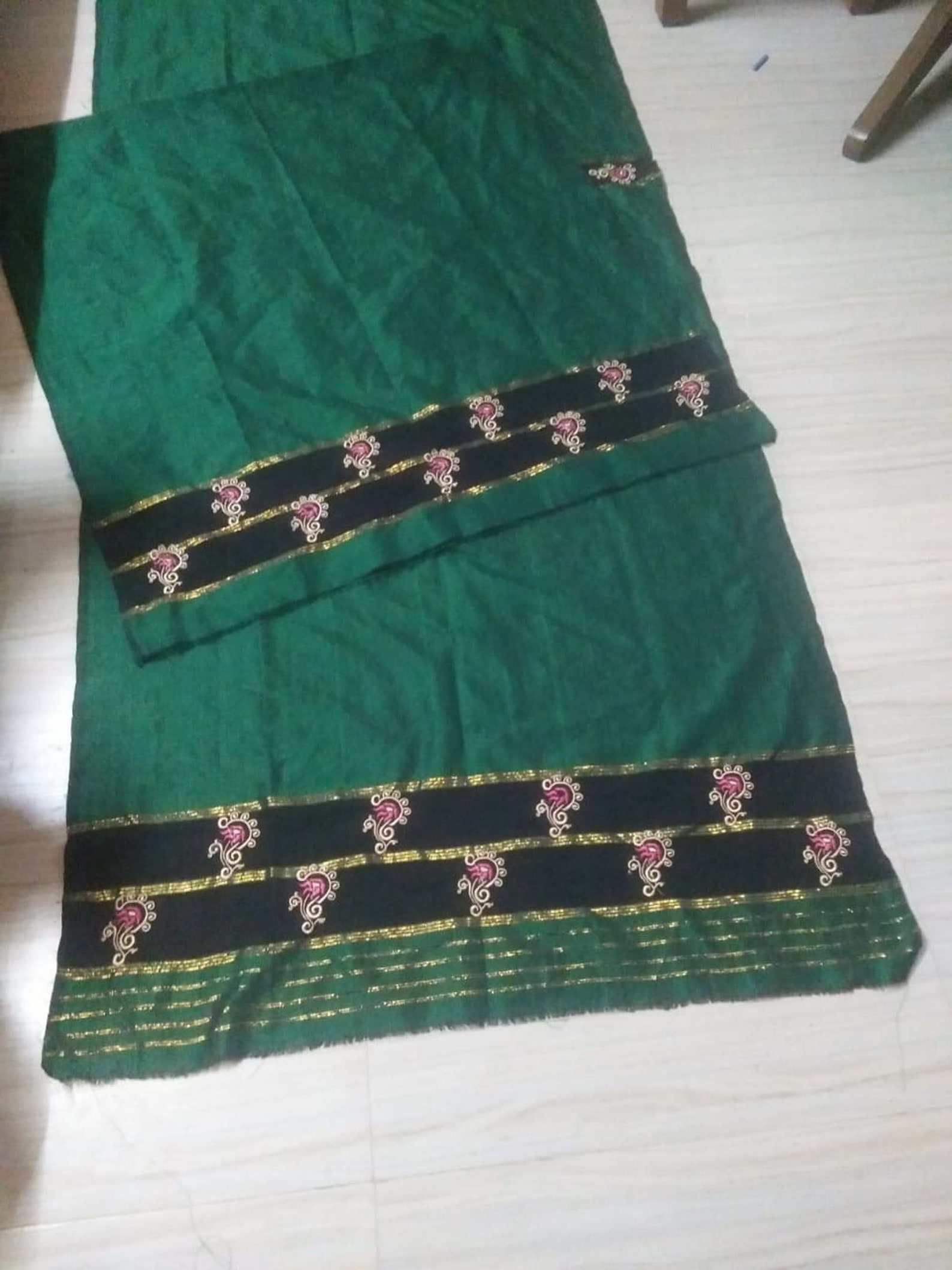 Embroidery on green handloom mekhela sadar  etsy Embroidery on green handloom mekhela sadar  etsy
