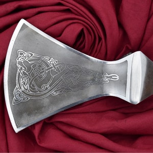 Viking Hand-Forged Engraved Etched Axe Head