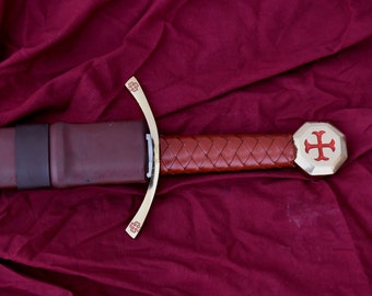 Knights Templar medieval Sword  With Leather Scabbard