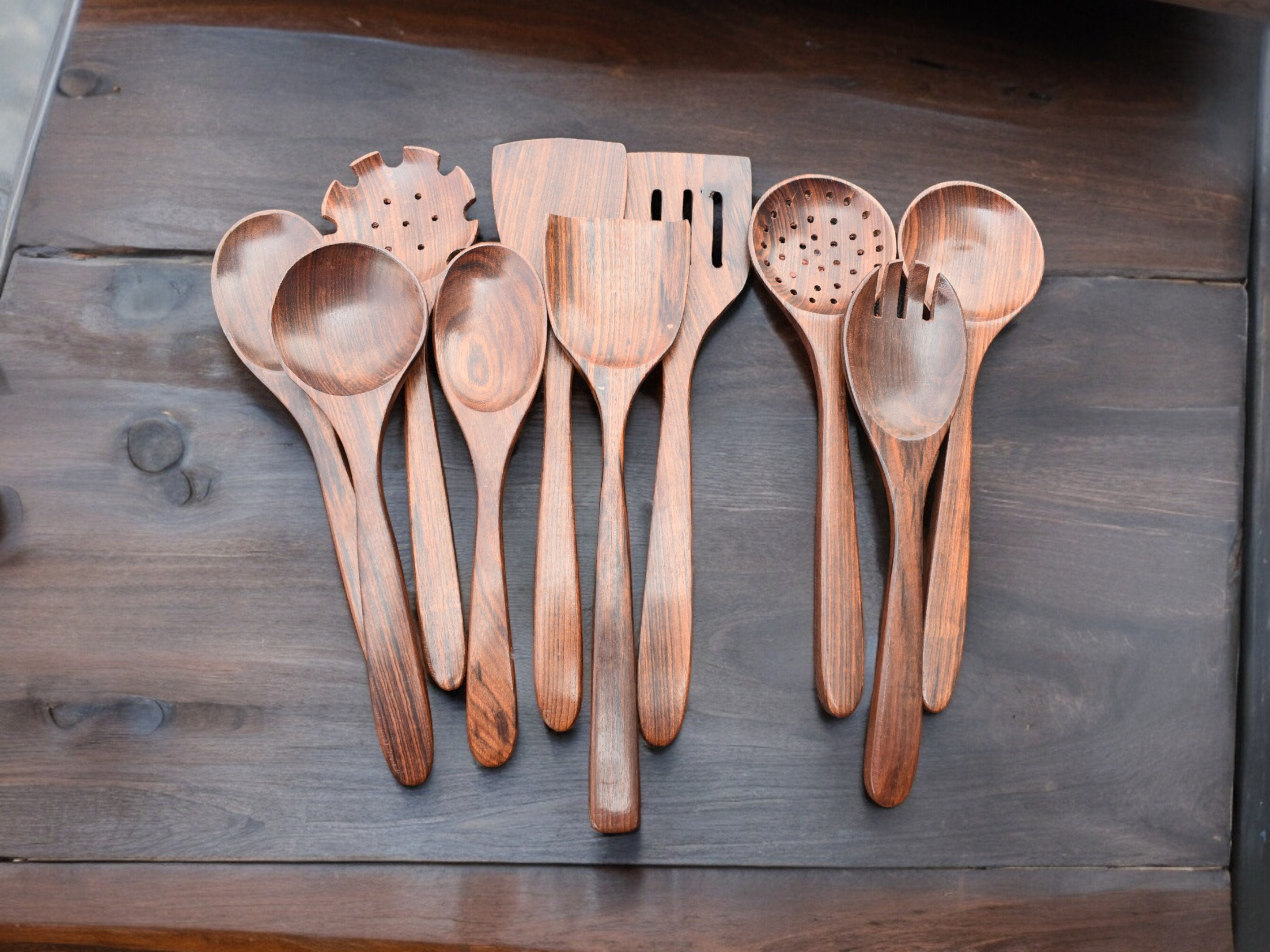 Longue Cuillère Bois 50,8 Cm - Ustensile Cuisine Résistant Chaleur Avec Trou Suspension