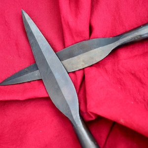 Medium Size Hand Forged Medieval Viking Leaf Design high carbon steel Spearhead (Set Of 2 )