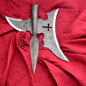 18th Century Medieval hand Forged Halberd With One Side Blade and Curved Spike on the other side
