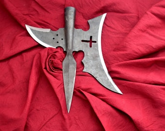 18th Century Medieval hand Forged Halberd With One Side Blade and Curved Spike on the other side