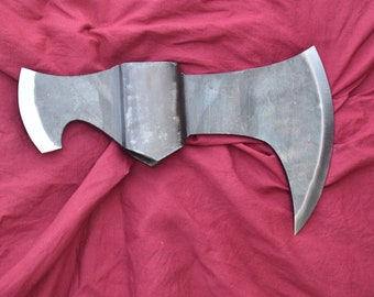 Large Size Hand Forged Medieval Axe Head With Back Spike Best For Outdoor Camping.