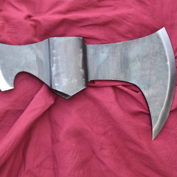 Large Size Hand Forged Medieval Axe Head With Back Spike Best For Outdoor Camping.