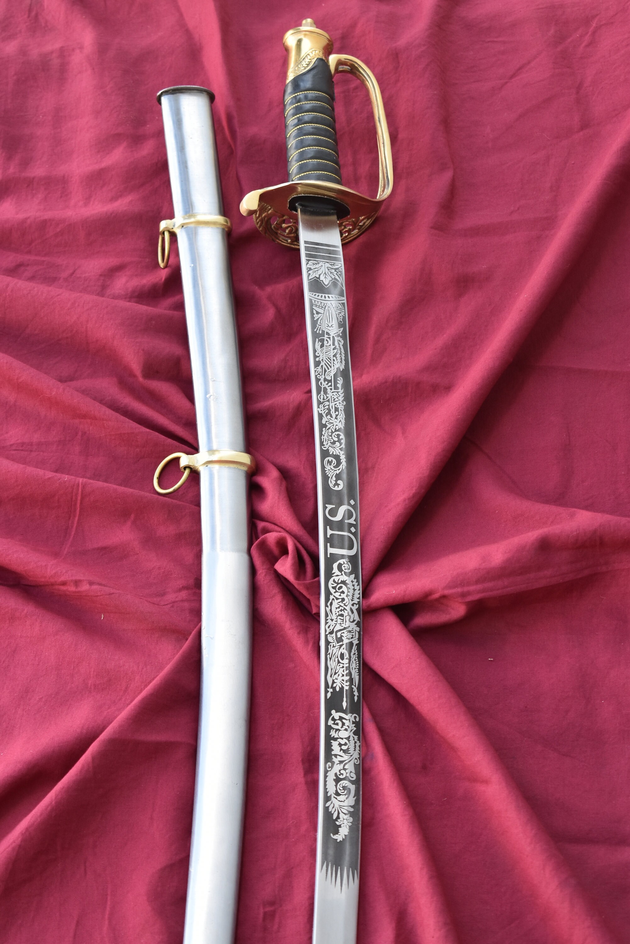 アメリカ北軍騎兵将校の剣のレプリカ：南北戦争モデル1850年、装飾品