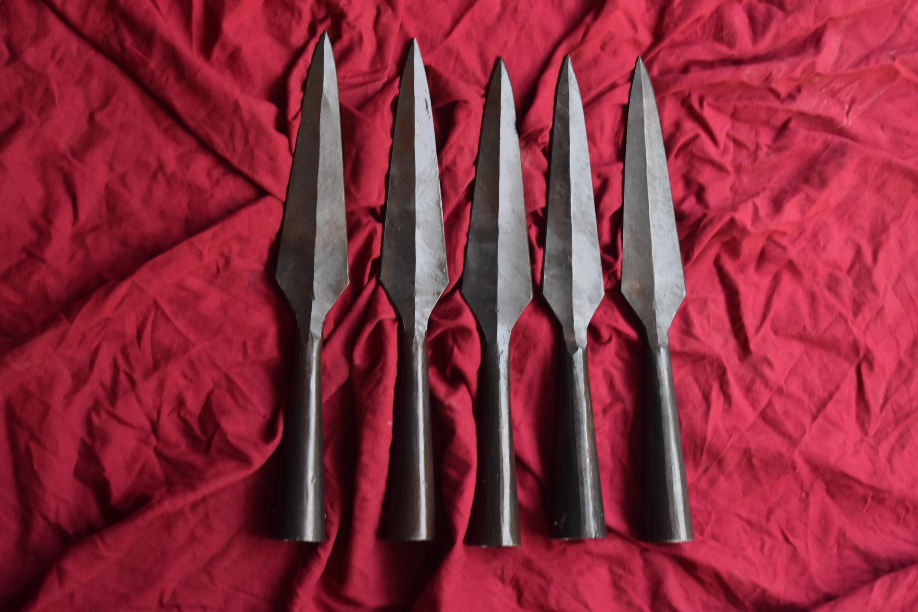 Hand Forged Medieval Spear Head – Carbon Steel, Predrilled, Historical Replica, Extra Long Blade, USA Made