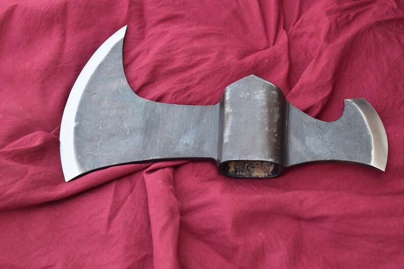Hand-forged Medieval Axe Head Replica With Back Spike — Decorative ...