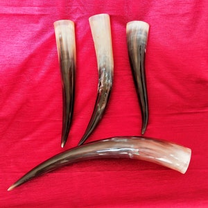 Véritable corne à boire Viking naturelle faite main 12-14&quot; pure cire d&#39;abeille traitée 120 ml
