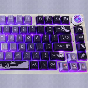 Halloween Theme Keycap Set, Gradient Dark Purple Keycaps, MCA / Cherry PBT Keycaps, cherry mx mechanical keyboard keycap, Halloween Gifts
